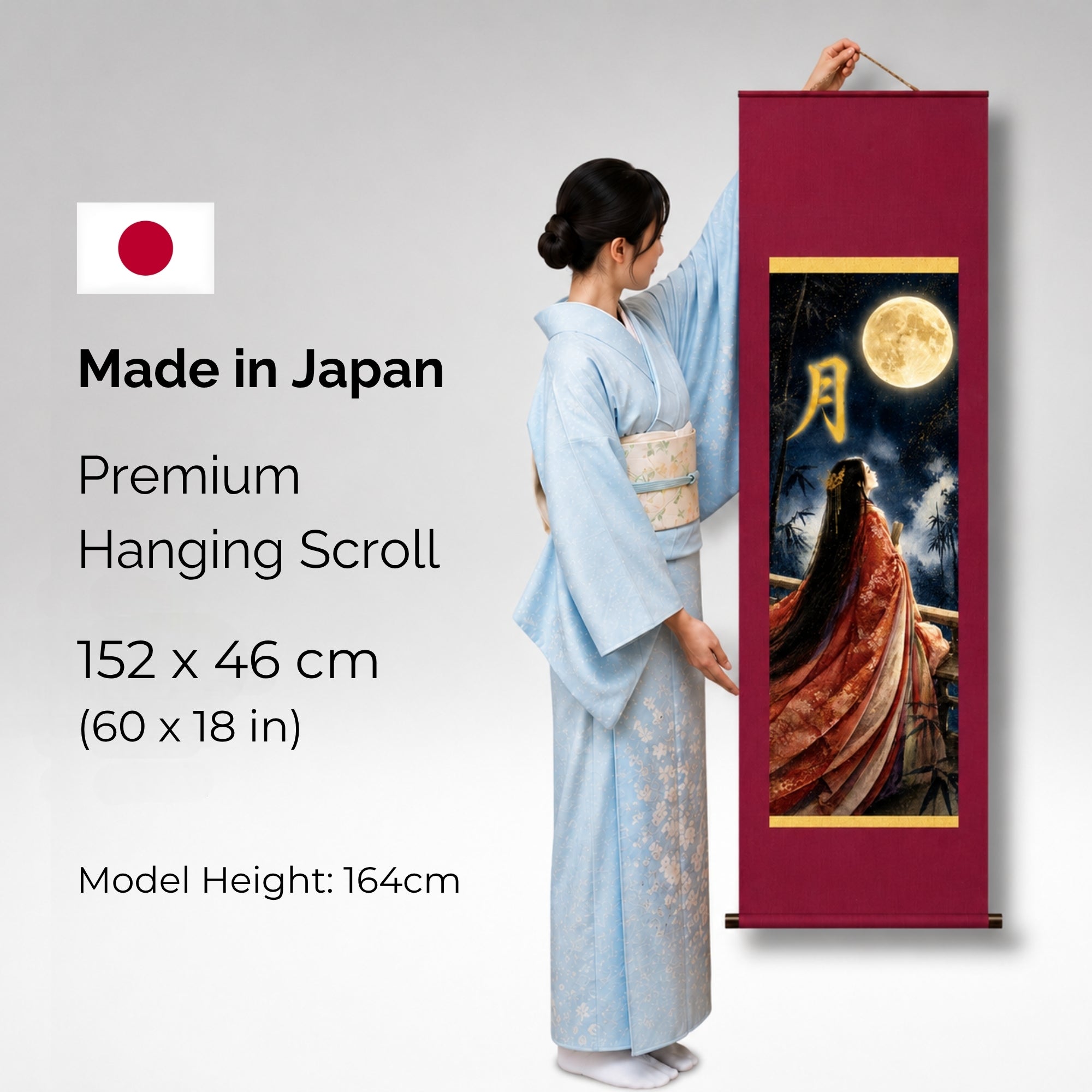 Pergamino de pared kakemono de la princesa japonesa Kaguya – Arte de la princesa de la luna