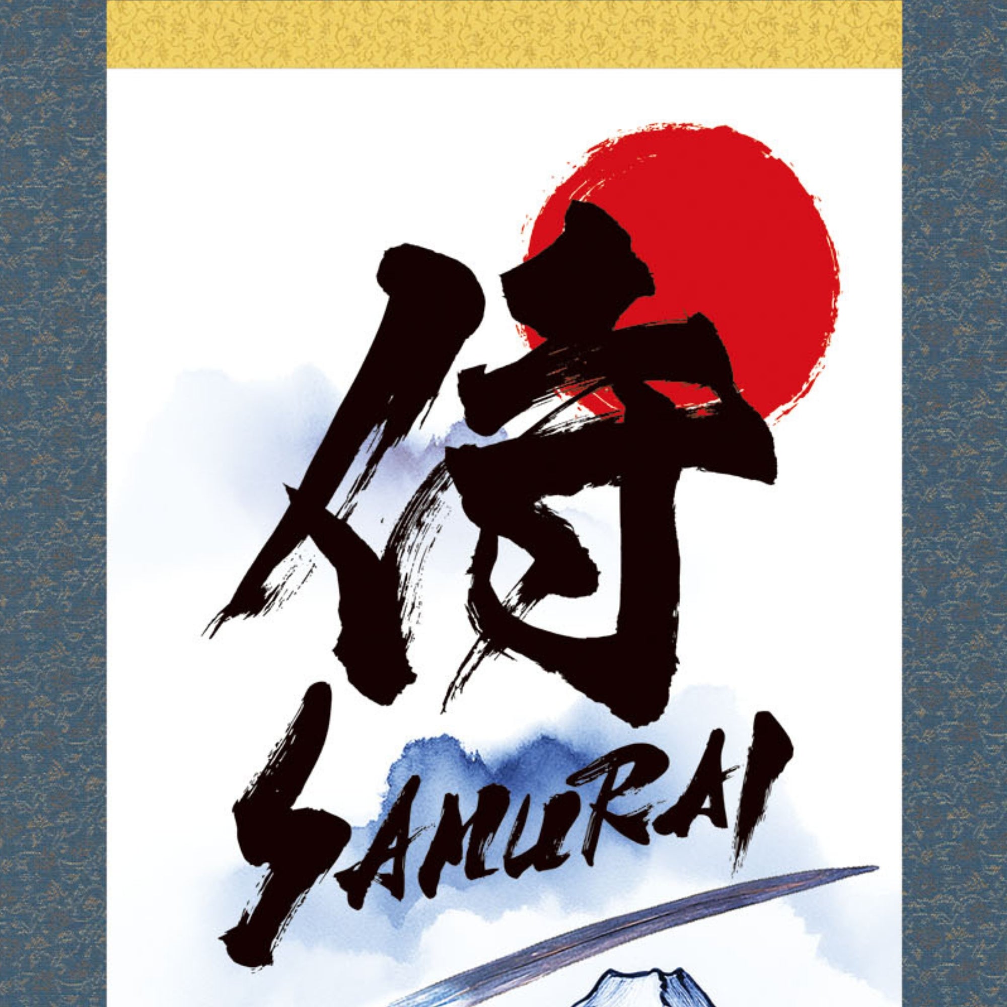 Pergamino de Pared Kakemono Samurai Japonés – Samurai Montado con Espada y Monte Fuji
