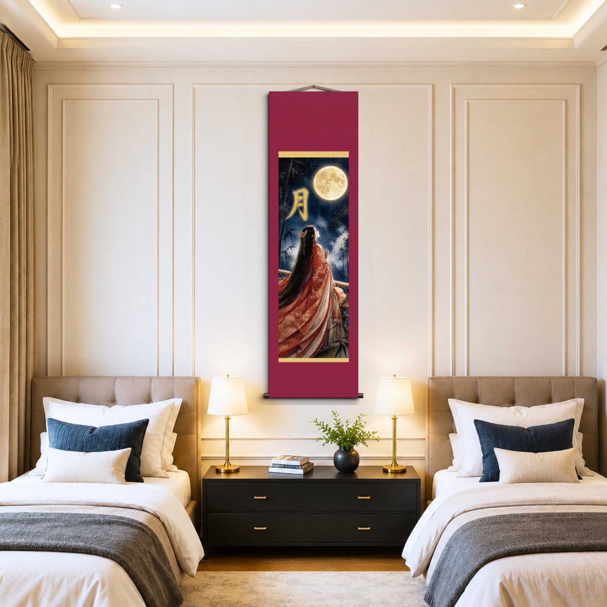 Pergamino de pared kakemono de la princesa japonesa Kaguya – Arte de la princesa de la luna