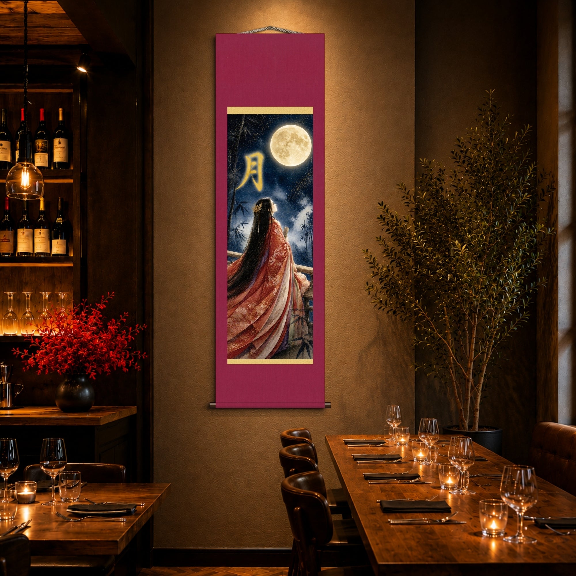 Pergamino de pared kakemono de la princesa japonesa Kaguya – Arte de la princesa de la luna