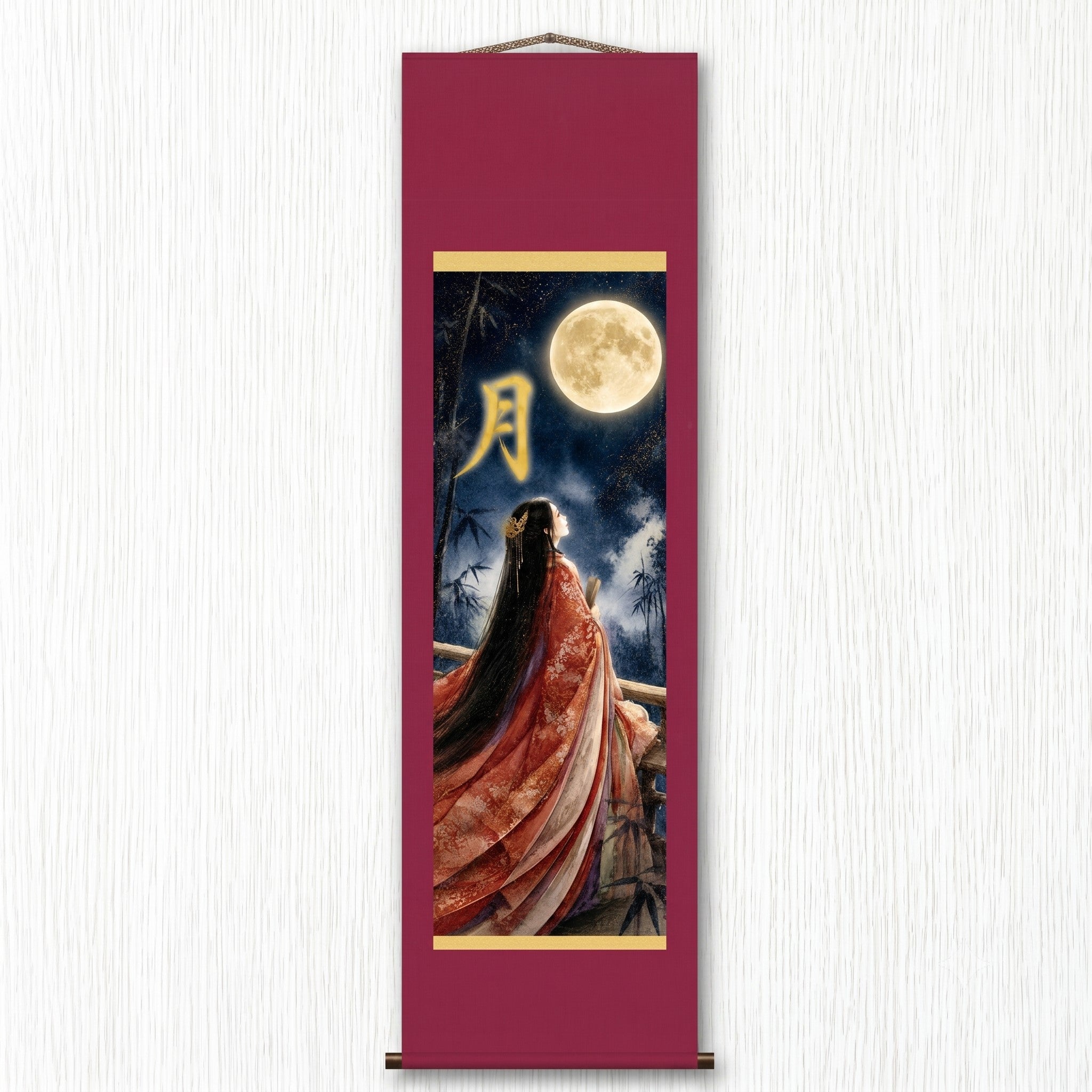 Pergamino de pared kakemono de la princesa japonesa Kaguya – Arte de la princesa de la luna