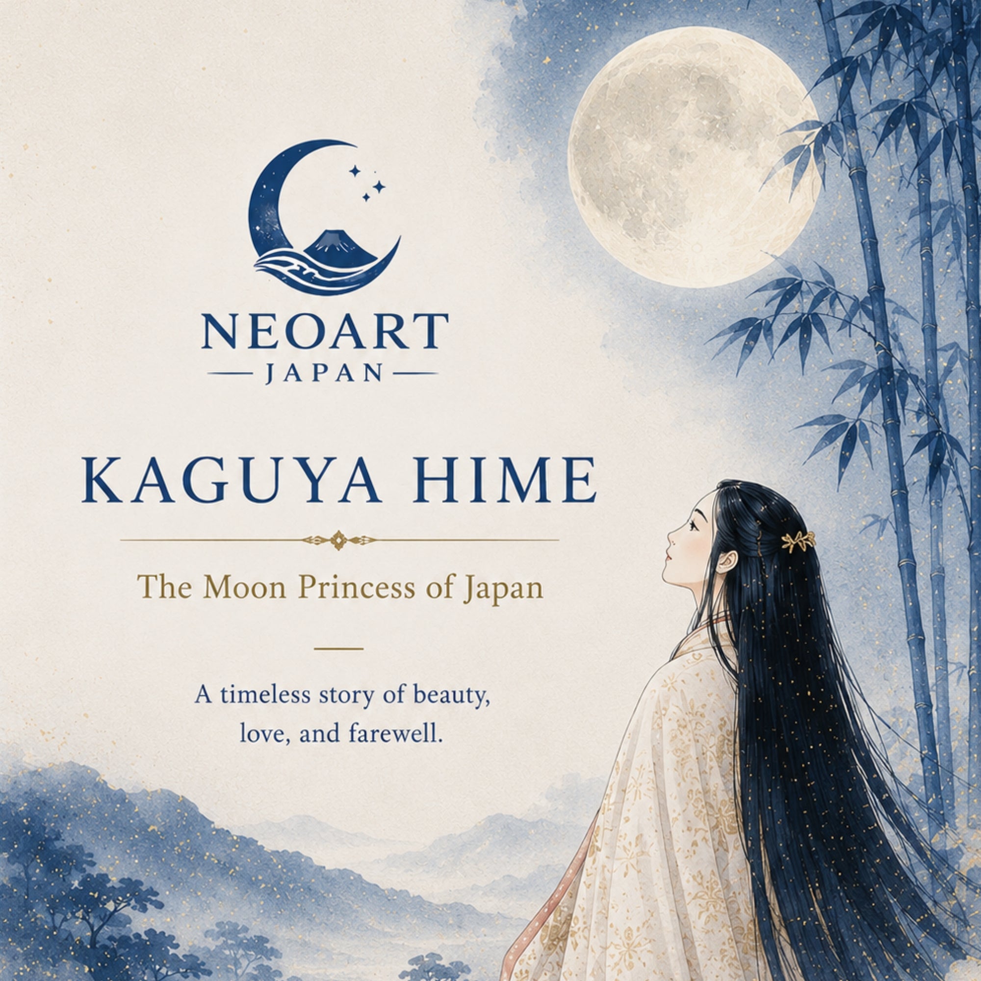 Pergamino de pared kakemono de la princesa japonesa Kaguya – Arte de la princesa de la luna 